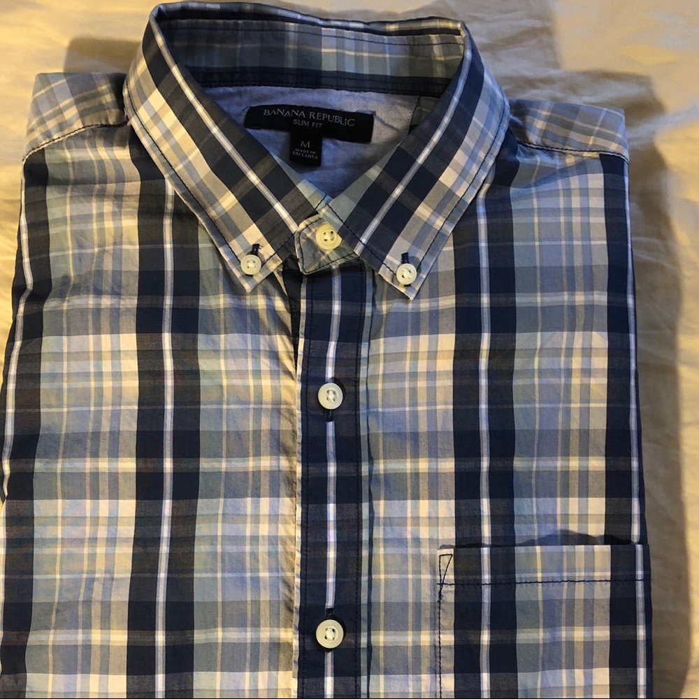 Banana Republic Plaid Blue and Navy Shirt